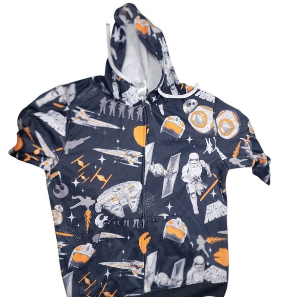 Star Wars Full Zip Hoodie Men Large Womens 2XL BB-8 Millennium Sweatshirt Lounge - Picture 11 of 14